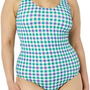 Visit the Amazon Essentials Store Amazon Essentials Women's One-Piece Coverage Swimsuit (Available in Plus Size) 4.3 4.3 out of 5 stars    2,326 ratings | 19 answered questions Price:	$14.02 - $25.60 Fit: True to size. Order usual size.  Size:  Select Select Color: Blue/Green, Gingham