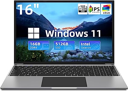 jumper 16 Inch Laptop, 16GB RAM 512GB SSD, Quad-Core Intel Celeron N5095, FHD IPS 1920x1200 Screen, Windows 11 Laptops Computer with Four Stereo Speakers, Cooling System, 38WH Battery, Numeric Keypad. Visit the jumper Store 5.0 5.0 out of 5 stars 2 ratings #1 New Release in Traditional Laptop Computers Deal -73% $379.99