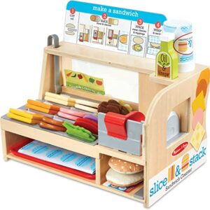 Melissa & Doug Wooden Slice & Stack Sandwich Counter with Deli Slicer – 56-Piece Pretend Play Wooden Food Toys, Kitchen Food Set For Toddlers And Kids Ages 3+ Visit the Melissa & Doug Store 4.8 4.8 out of 5 stars 4,763 ratings | 4 answered questions Amazon's Choice for "melissa and doug sandwich making set" -15% $54.99