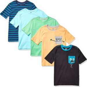 Visit the Amazon Essentials Store Amazon Essentials Boys and Toddlers' Short-Sleeve T-Shirts (Previously Spotted Zebra), Multipacks 4.7 4.7 out of 5 stars    8,931 ratings | 60 answered questions Price:	$11.50 - $26.60