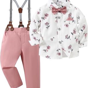 nilikastta Toddler Boy Clothes Boys Gentleman Wedding Outfit Formal Dress Shirt+Bowtie +Suspender Pants 1-5 Years 5.0 5.0 out of 5 stars    8 ratings  Price:	$27.99