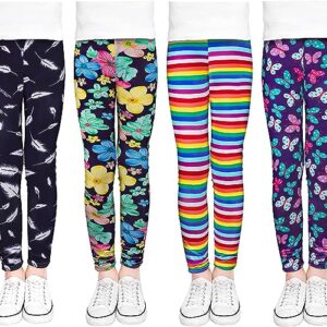 TODDOR 4 Pack Printing Girls Leggings Multipack Stretchy Kid Pants Girls Athletic Leggings Kid Legging Tight 6-12 Years 4.3 4.3 out of 5 stars    68 ratings  $18.99