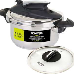 Universal (4.2 Quart / 4 Liter) Small Stainless Steel Easy Use Pressure Cooker + Extra Glass Lid, 5 Servings, Induction Compatible, Multipurpose Pot & Pressure Cooker Visit the universal Store 4.6 4.6 out of 5 stars 370 ratings Amazon's Choice 50+ bought in past month $89.99$89.99