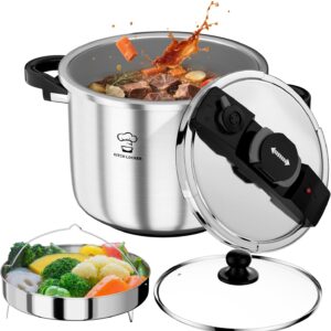 Pressure Cooker Stainless Steel 6.3 Quart,Olla De Presion For 2-3 People[Glass Lid & Steamer Rack Included][Press To Open][Compatible With Induction And Gas Stovetops] Brand: KitchLocker 4.5 4.5 out of 5 stars    22 ratings 50+ bought in past month $79.99$79.99