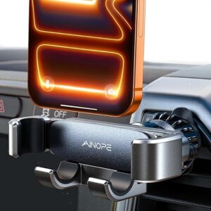 AINOPE for iPhone 17 Pro Max Car Mount Phone Holders for Your Car [Slide Design] Air Vent Phone Mount [Top Clamp] Cell Phone Holder Car Interior Accessories for iPhone Air 17 Pro Max 16 Samsung S25