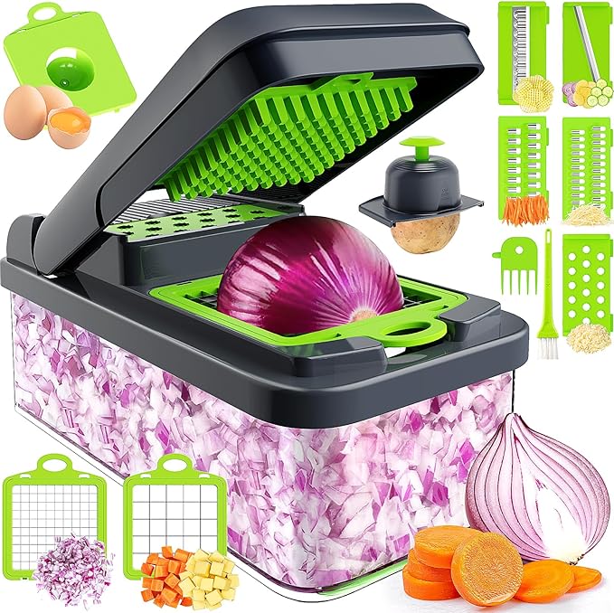 12-in-1 Vegetable Chopper, 7 Blade Veggie Chopper, Practical Food Chopper with Container, Cheese Grater, Home Essentials & Kitchen Gadgets(Green/Grey) Brand: MealHelper 4.3 4.3 out of 5 stars 1,121 ratings Amazon's Choice 1K+ bought in past month $14.99$14.99 $31.45 Shipping & Import Fees Deposit to Nigeria Details