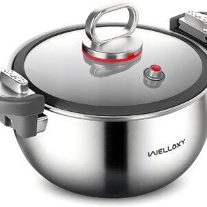 WELLOXY 7.5Qt Micro-Pressure Stock Pot with Locking Lid for Faster Cooking, Tri-Ply Stainless Steel Stew/Soup/Casserole/Pasta Pot for Induction & Gas Stovetop, Non Toxic Kitchen Cookware, PFOA Free Brand: WELLOXY 4.3 4.3 out of 5 stars    22 ratings $99.00 with 15 percent savings-15% $99.00