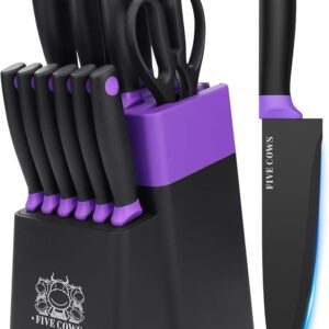14 Pcs Kitchen Knife Block Set with Sharpener German High Carbon Stainless Steel Chef Knives, Razor-Sharp & Durable, Lightweight Anti-Slip Handle, Professional Set for Home & Kitchen (Purple) Brand: FIVE COWS 4.6 4.6 out of 5 stars    17 ratings New Arrival Pick $35.99$35.99