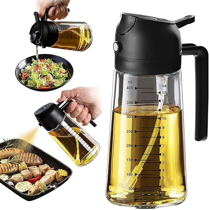TrendPlain 16oz/470ml Glass Olive Oil Sprayer for Cooking – 2 in 1 Olive Oil Dispenser Bottle for Kitchen Gadgets and Air Fryer Accessories, Salad, BBQ - Black Visit the TrendPlain Store 4.5 4.5 out of 5 stars 28,100 ratings Amazon's Choice 3 sustainability features 20K+ bought in past month $8.99 with 10 percent savings-10% $8.99